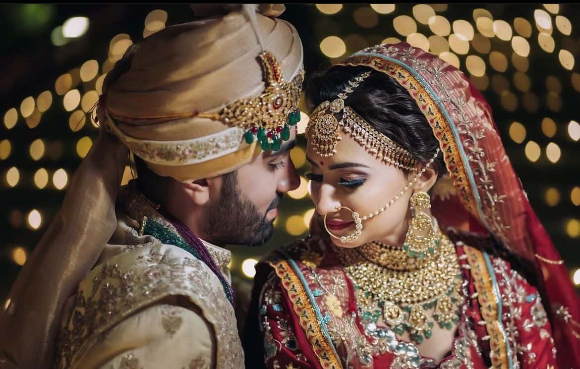 Intimate couple moment with warm bokeh